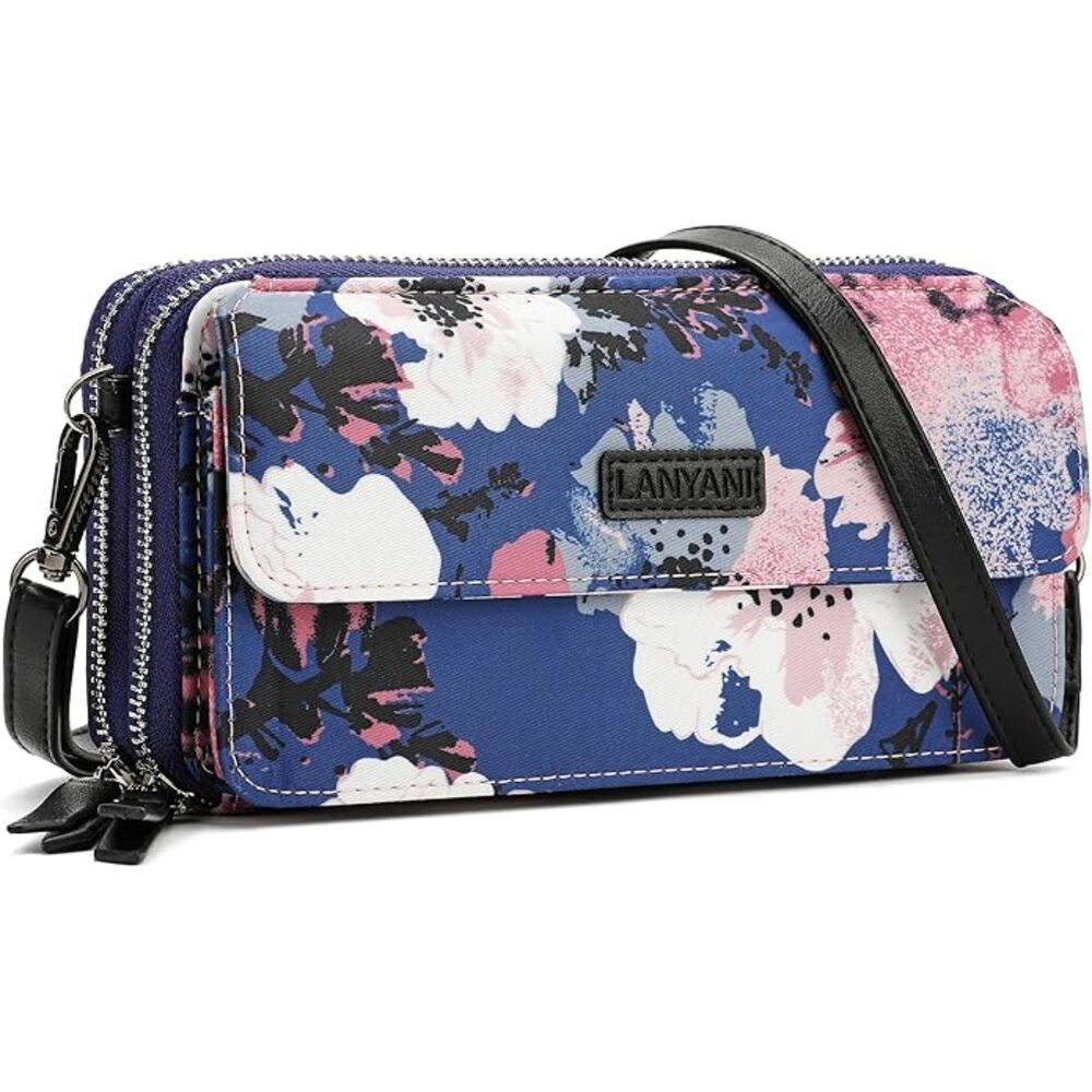 Women Rose Navy Imported Faux Leather Crossbody Purse With Phone Pocket Bags